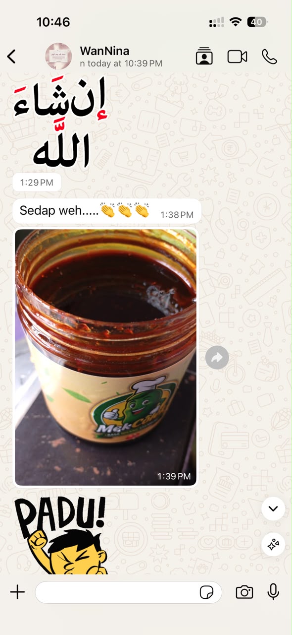 Testimoni WhatsApp pelanggan Mek Yang Food