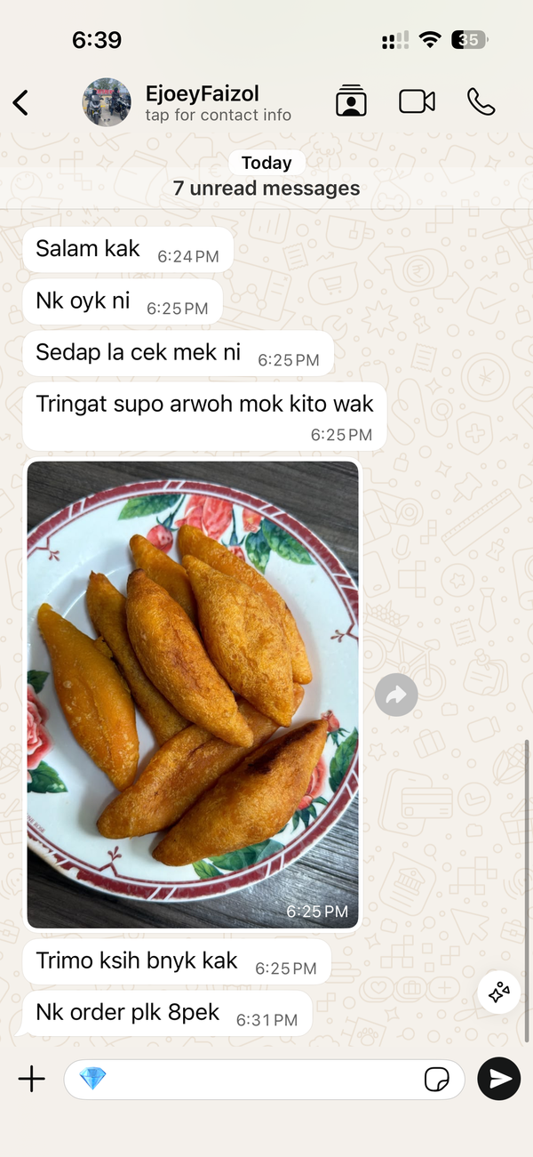 Testimoni WhatsApp pelanggan Mek Yang Food