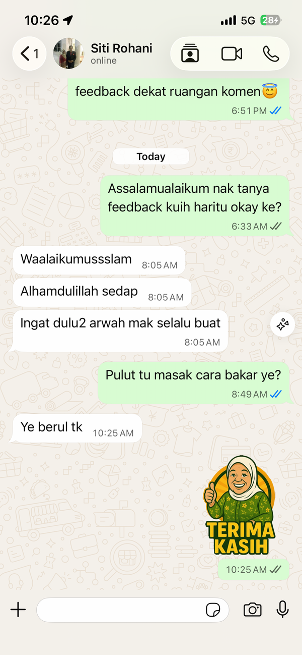 Testimoni WhatsApp pelanggan Mek Yang Food