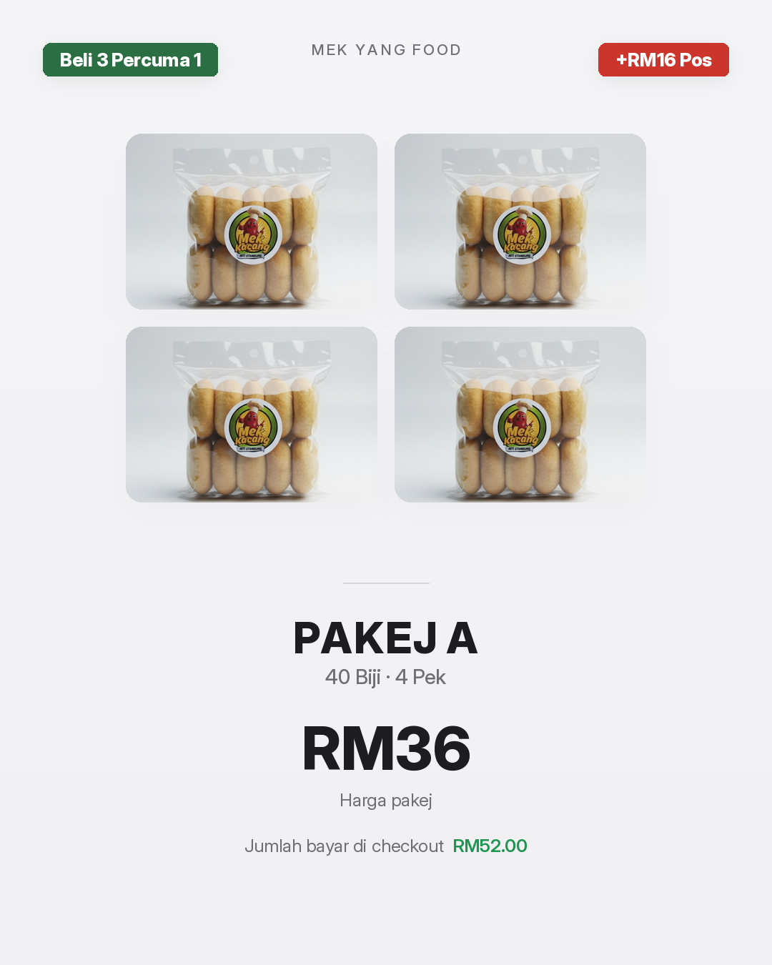 Mek Kacang - Pakej 4 Pek (Beli 3 Percuma 1)